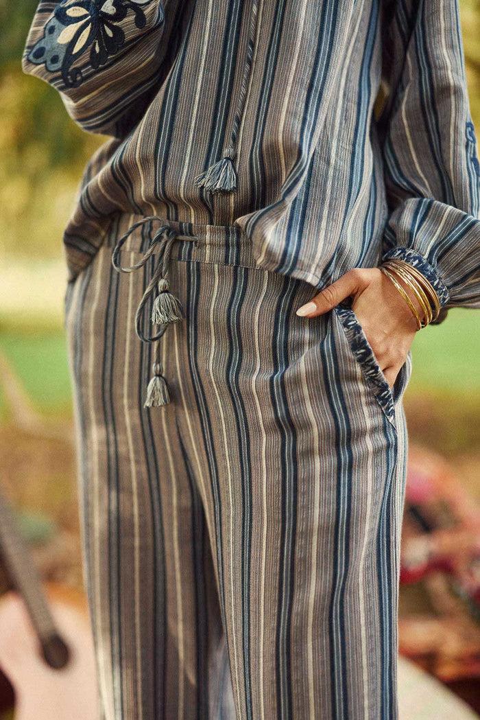 la petite étoile Pantalon large rayé bleu - Paha