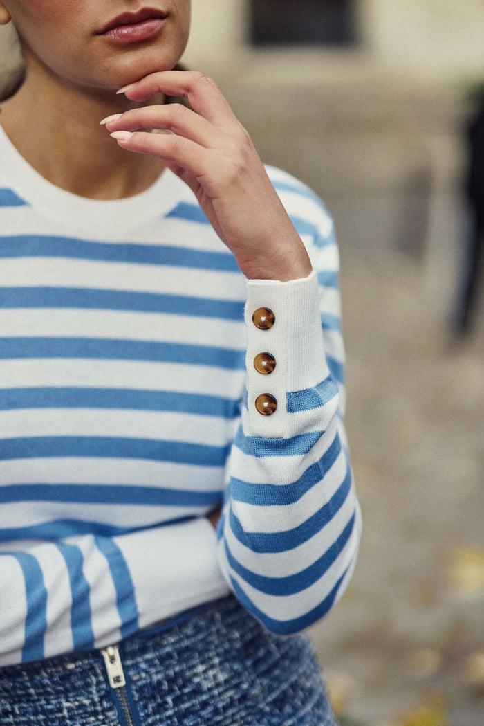 La Petite étoile Pull à Rayures écru/bleu - Melina