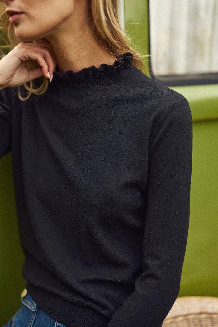 la petite étoile Pull col montant noir - Solferinos