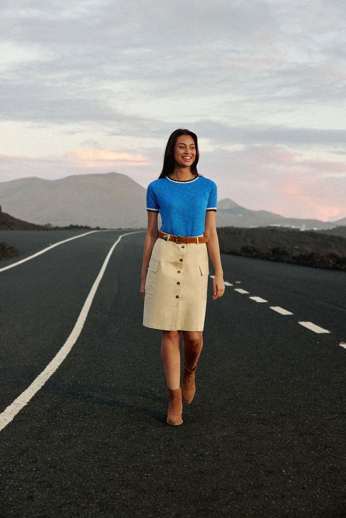 La Petite étoile Pull Col Rond Bleu - Madi