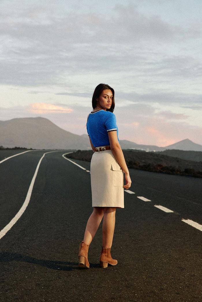 La Petite étoile Pull Col Rond Bleu - Madi