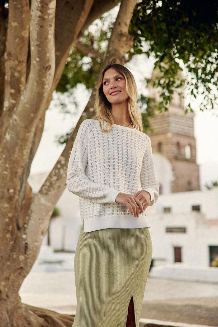 La Petite étoile Pull Col Rond En Maille écru - Miko