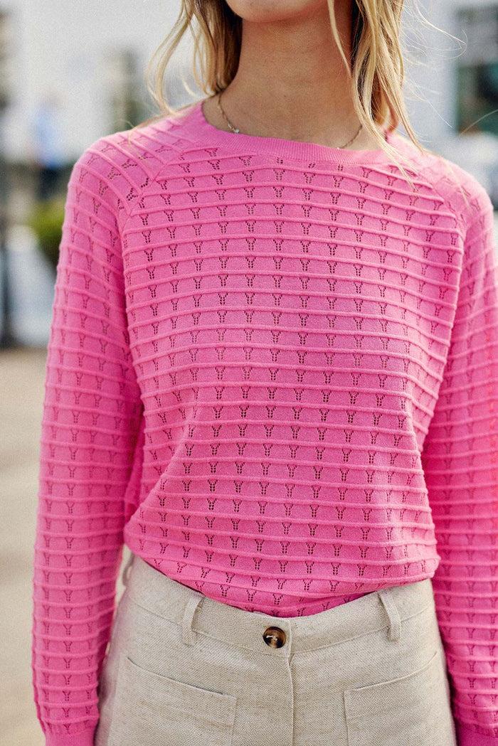 La Petite étoile Pull Col Rond En Maille Rose - Miko