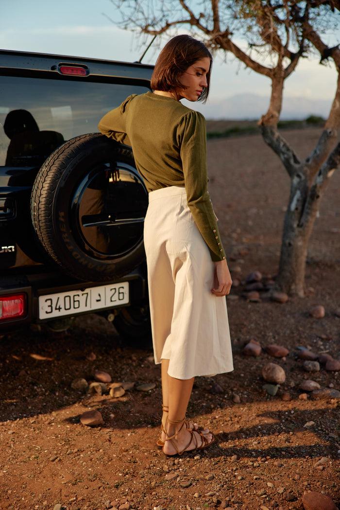 La Petite étoile Pull Col Rond Kaki - Beatrice