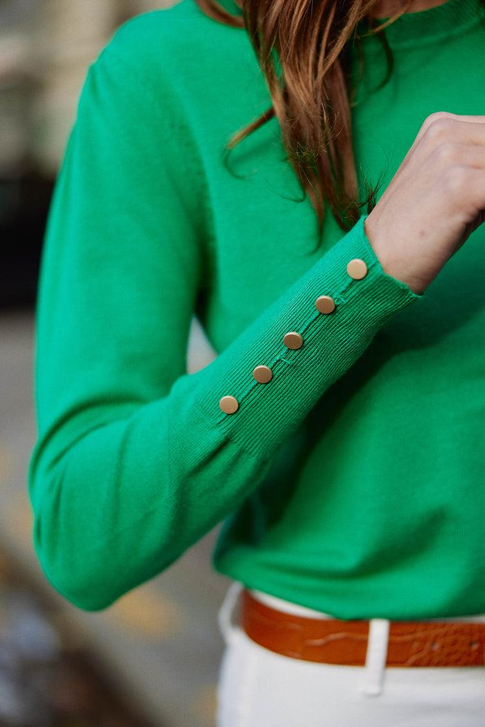 la petite étoile Pull col rond vert - Beatrice