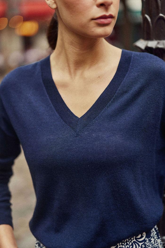 la petite étoile Pull col V marine - Melya