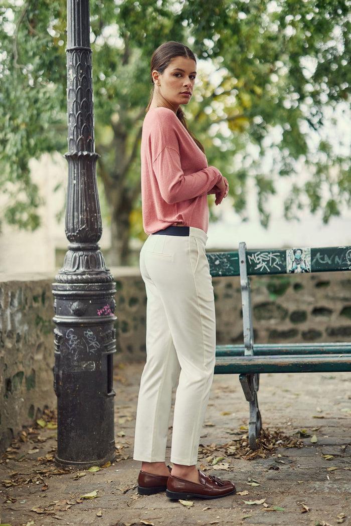 La Petite étoile Pull Col V Vieux Rose - Melya