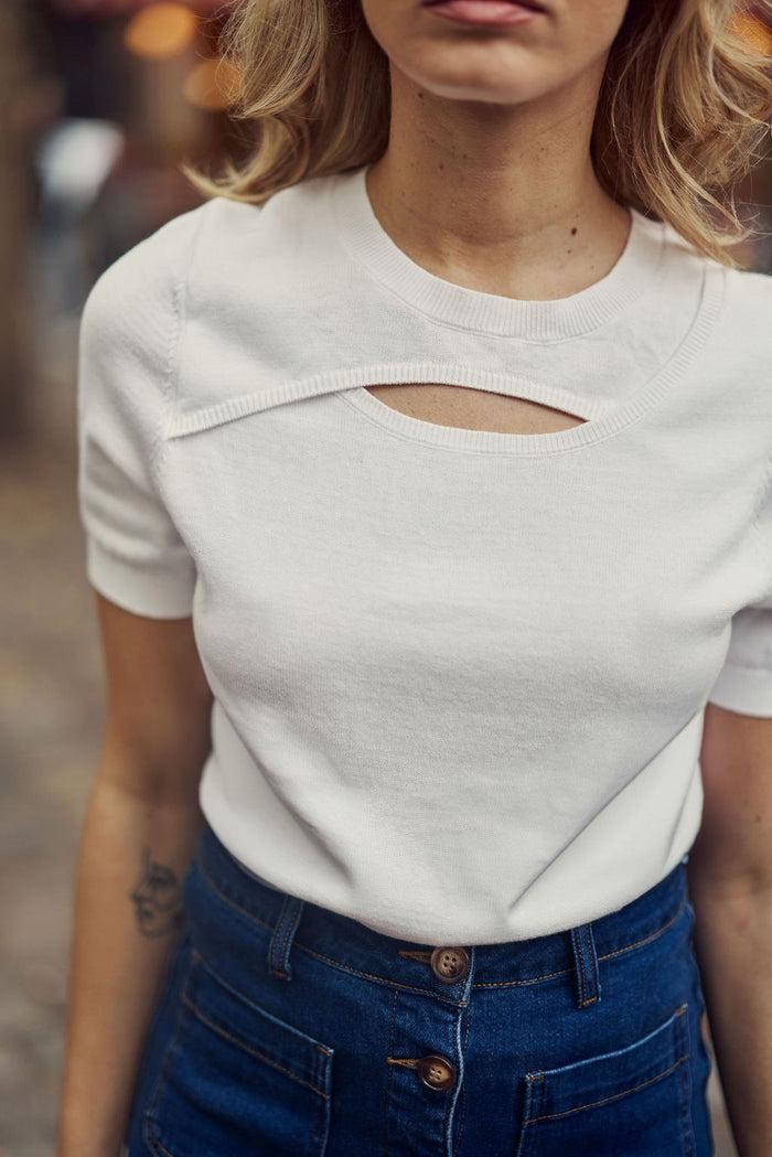 La Petite étoile Pull Manches Courtes Blanc - Maiwen