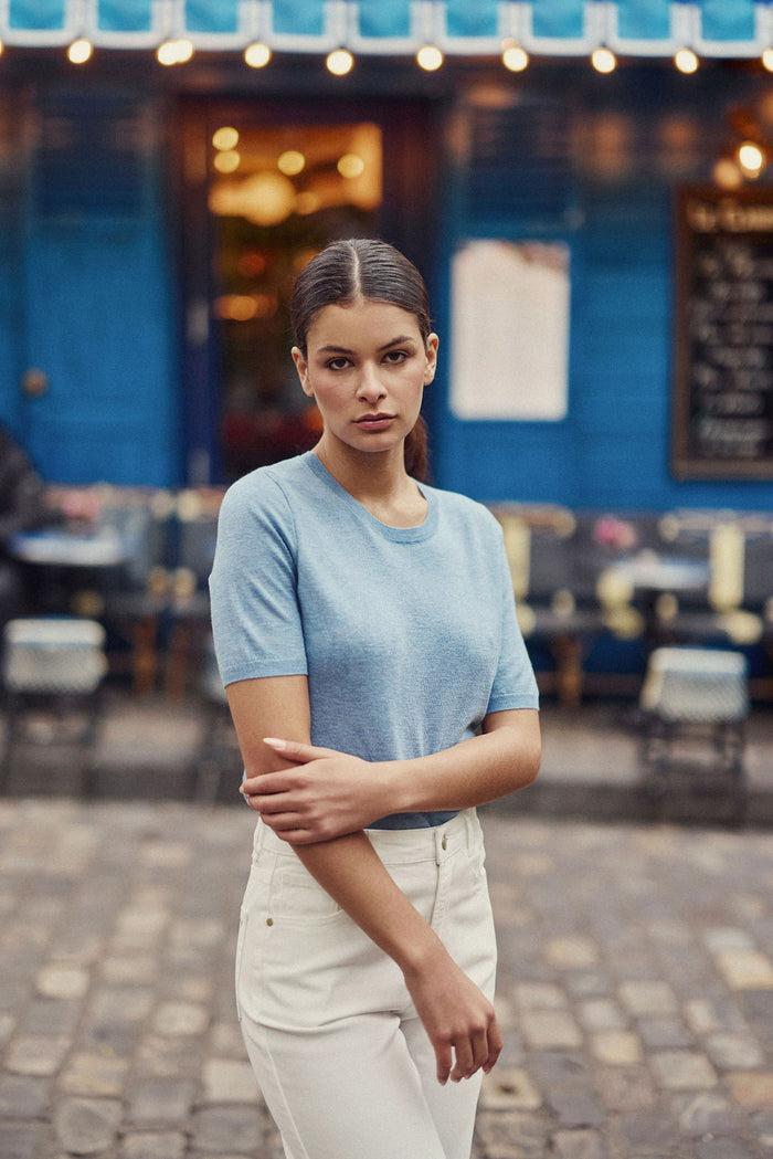 La Petite étoile Pull Manches Courtes Ciel - Marilou