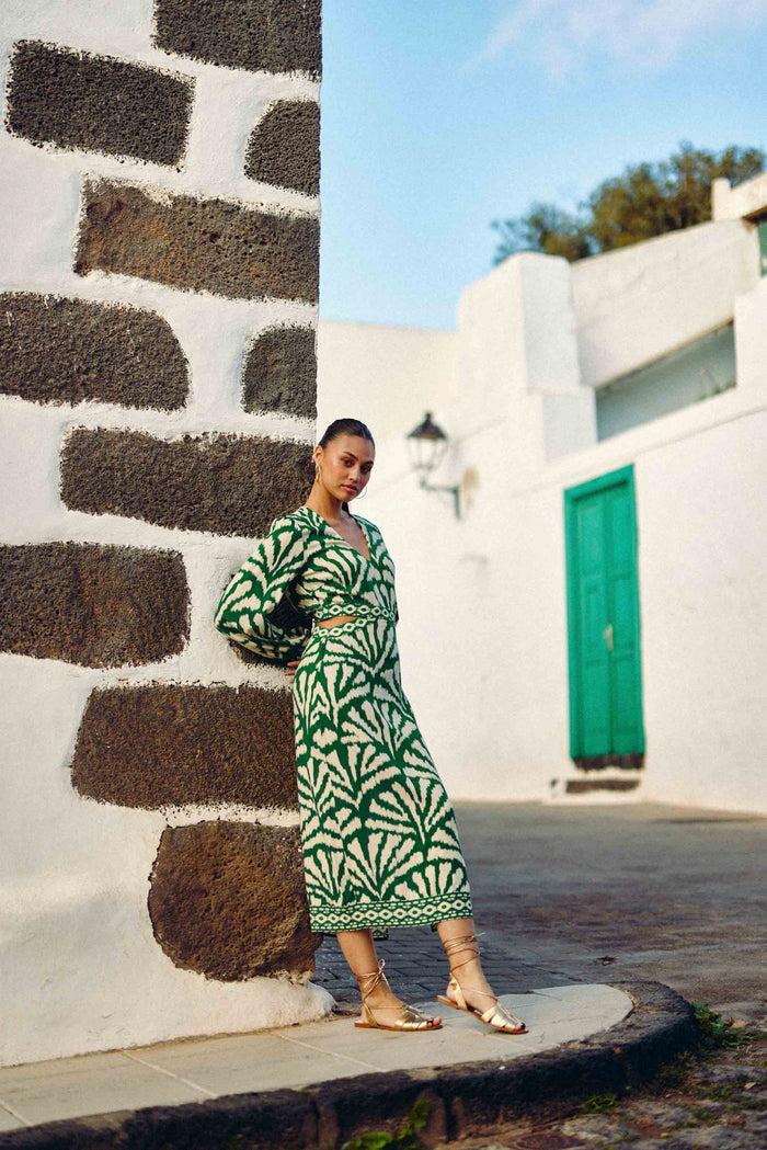 La Petite étoile Robe Droite Imprimée Vert - Royce