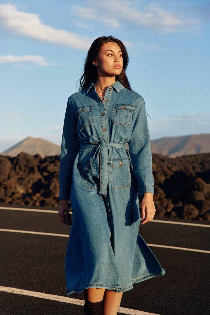 La Petite étoile Robe Longue Denim Stone - Renly