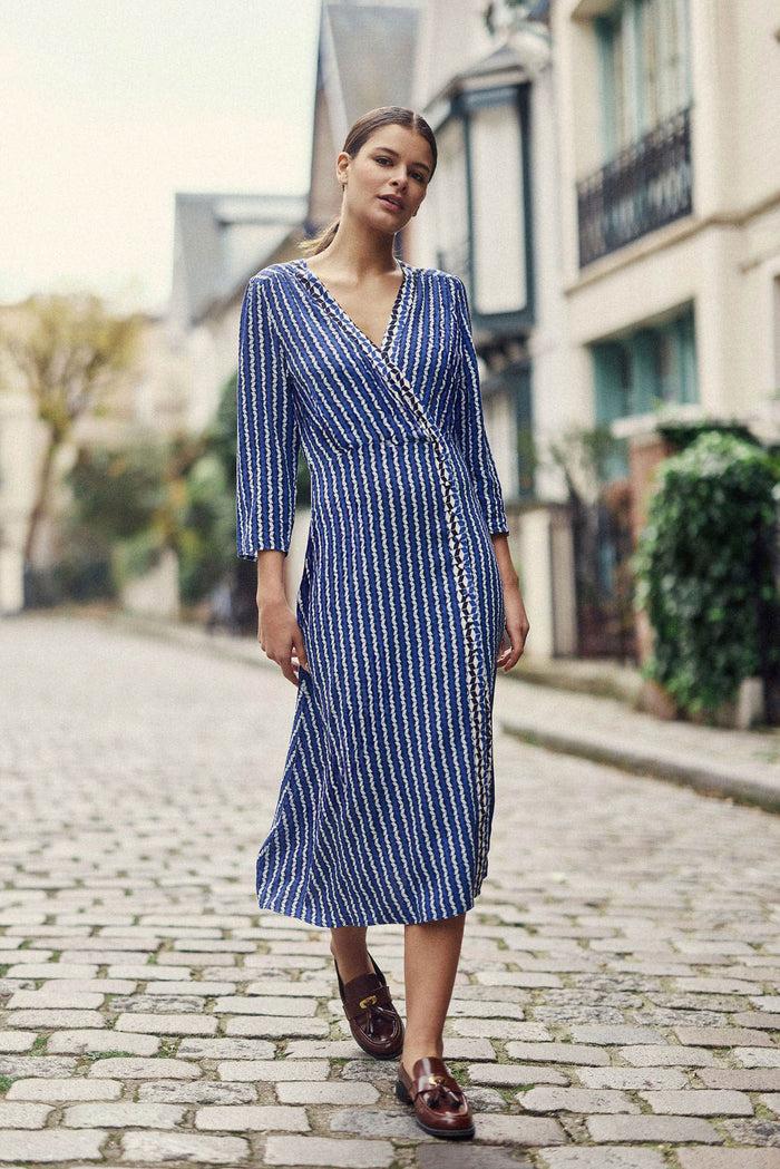 La Petite étoile Robe Longue Imprimé Bleu - Rania