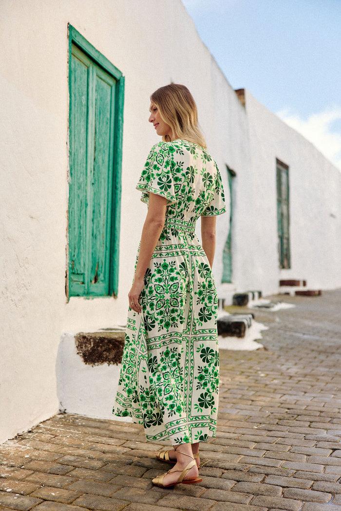 la Petite étoile Robe Longue Imprimé Vert - Ralia