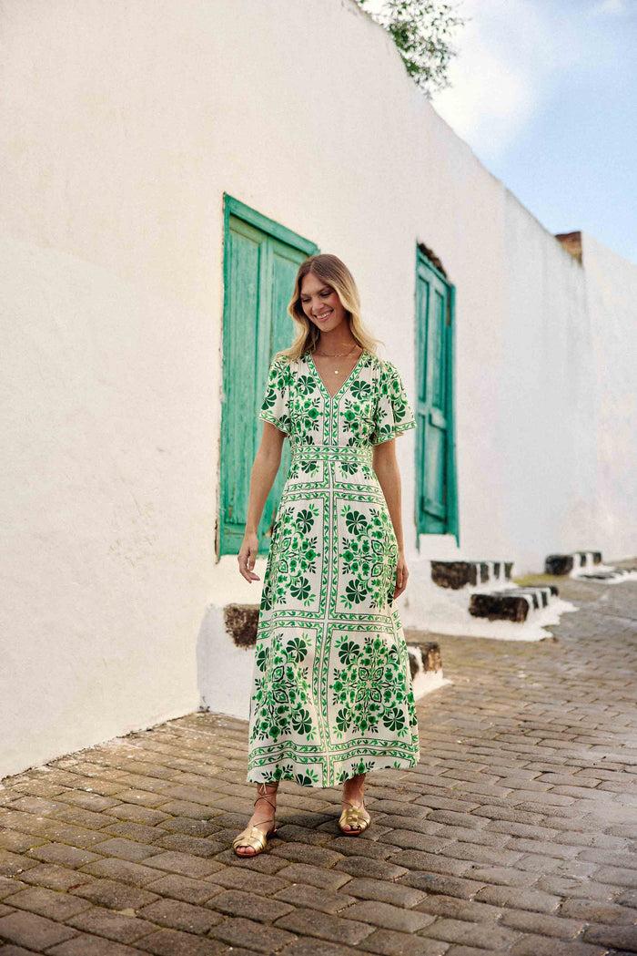 la Petite étoile Robe Longue Imprimé Vert - Ralia
