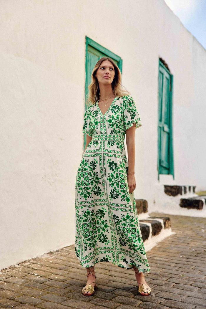 la Petite étoile Robe Longue Imprimé Vert - Ralia