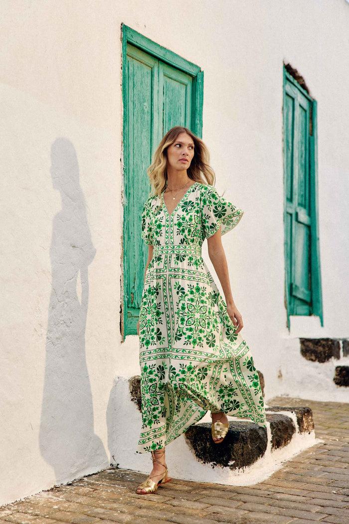 la petite étoile Robe longue imprimé vert - Ralia