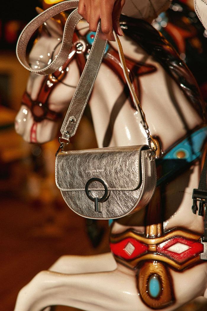 la petite étoile Sac cuir argenté - Jim