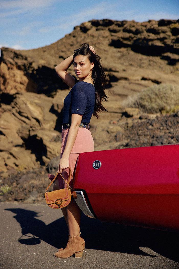 La Petite étoile Sac Cuir Brodé Camel - Jim