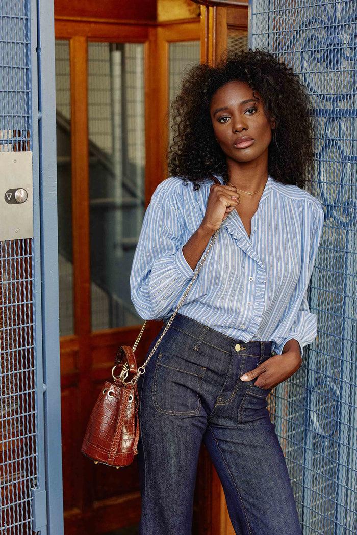 La Petite étoile Sac Cuir Effet Croco Camel - Aimmy