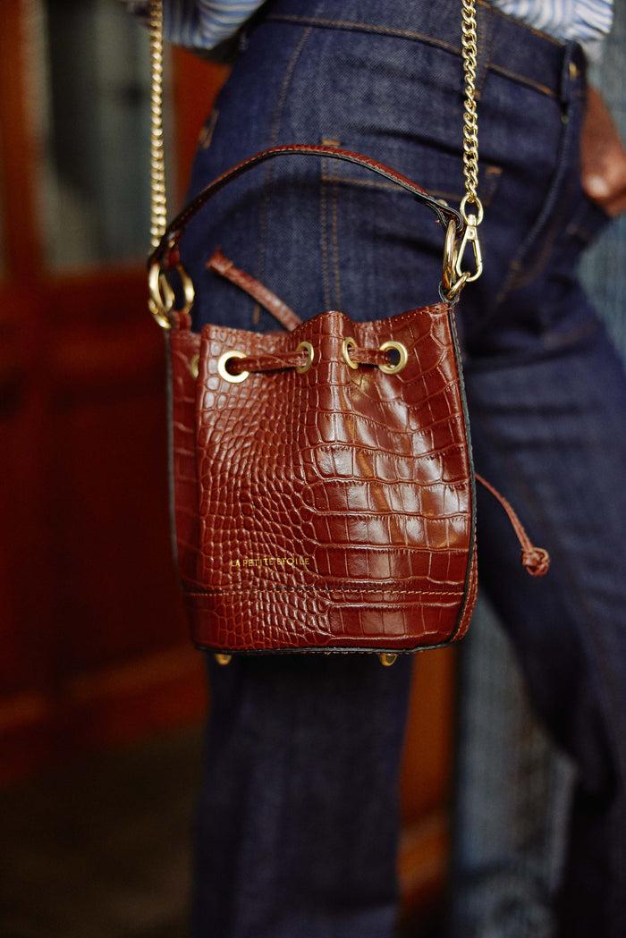 la petite étoile Sac cuir effet croco camel - Aimmy