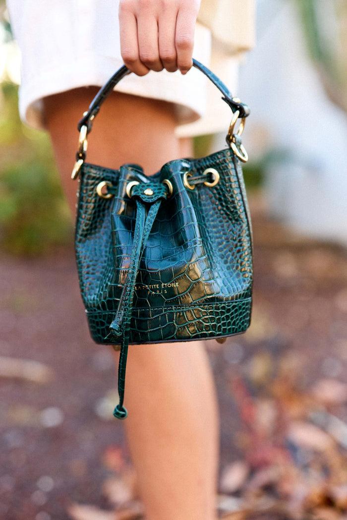 La Petite étoile Sac Cuir Effet Croco Vert - Aimmy