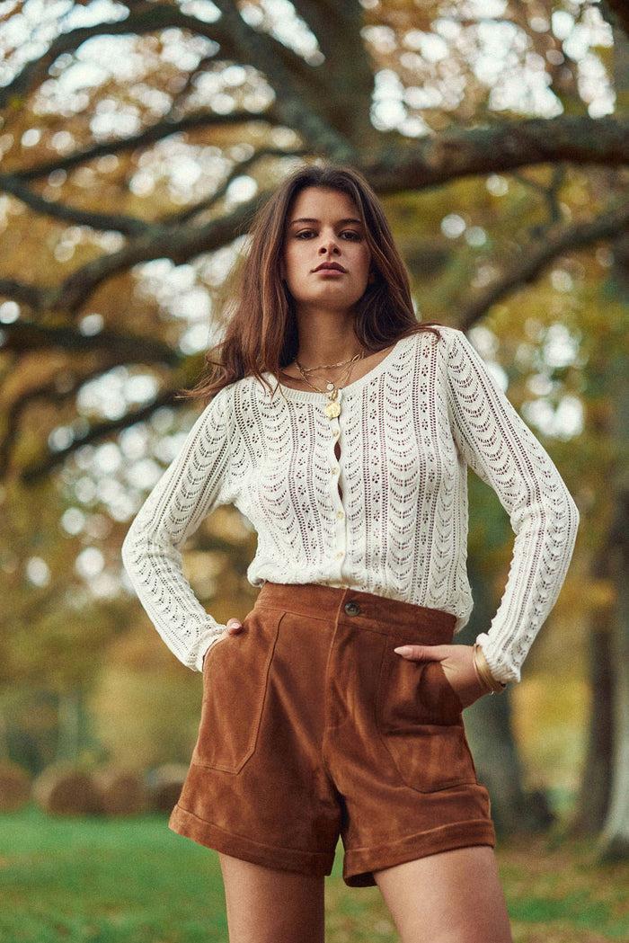 La Petite étoile Short En Cuir Camel - Sidra