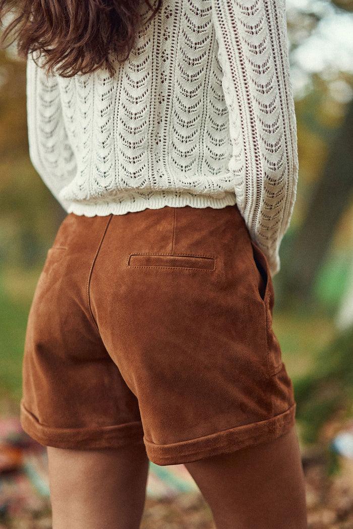La Petite étoile Short En Cuir Camel - Sidra