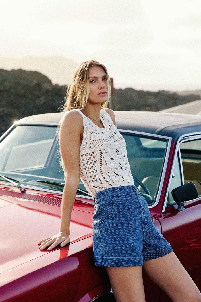 La Petite étoile Short En Denim Indigo - Sarah