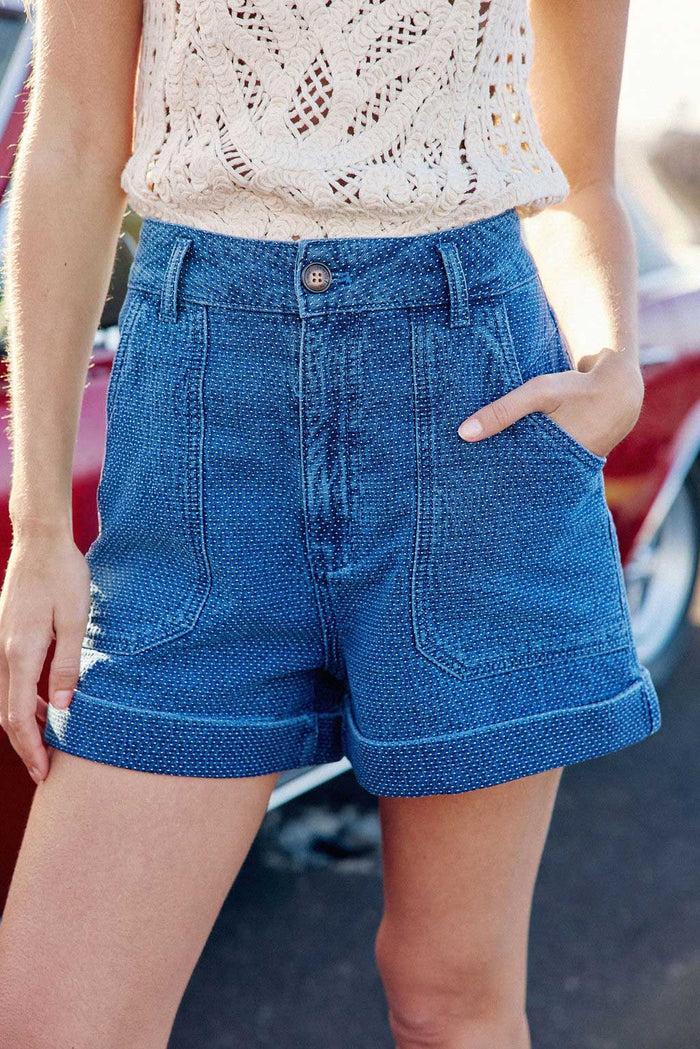 La Petite étoile Short En Denim Indigo - Sarah