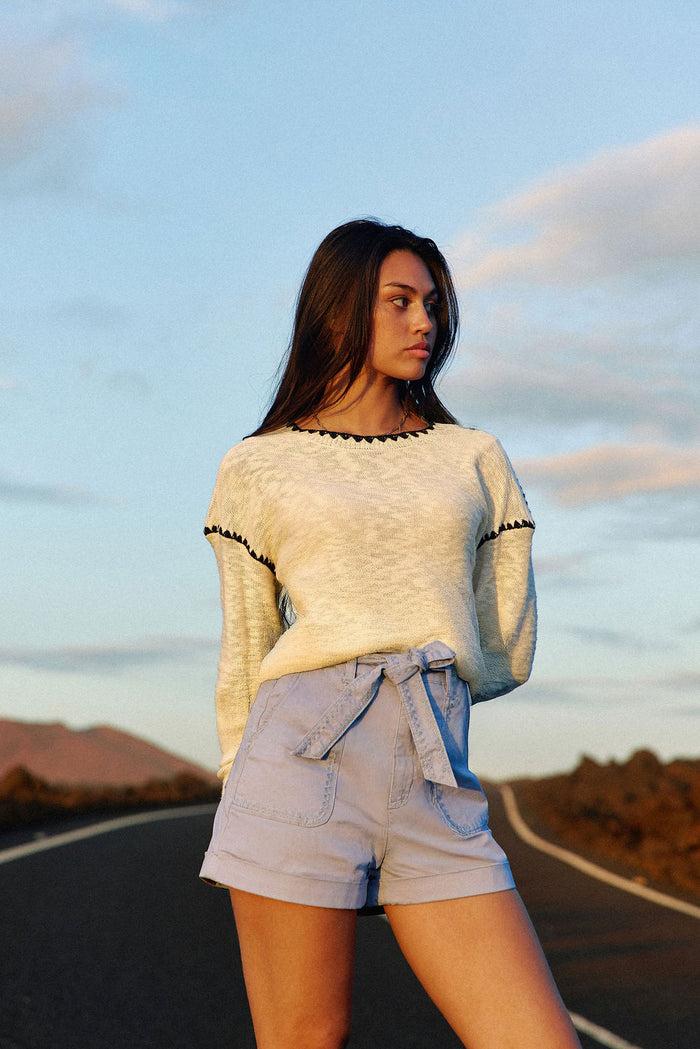 La Petite étoile Short Taille Haute Bleu - Soeli