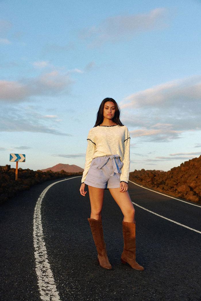 La Petite étoile Short Taille Haute Bleu - Soeli