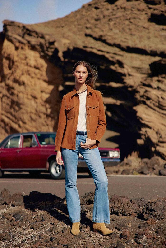 La Petite étoile Surchemise En Cuir Camel - Florine