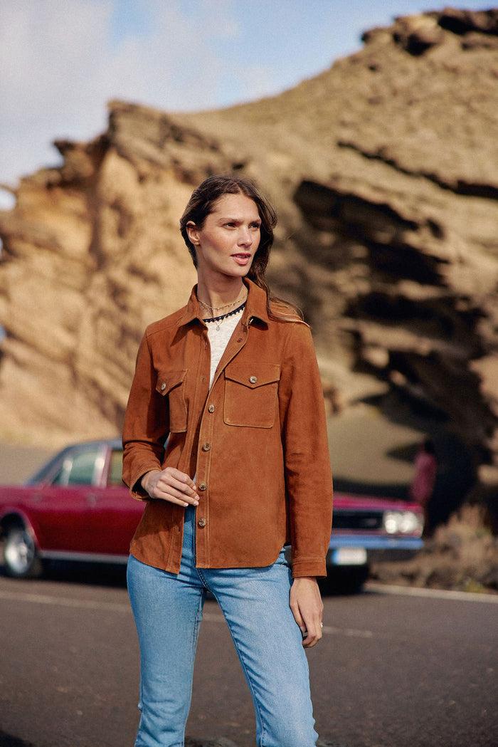 la petite étoile Surchemise en cuir camel - Florine