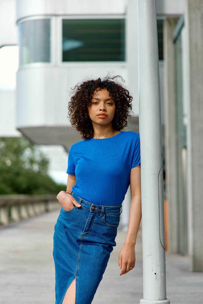 la petite étoile T-shirt col rond bleu - Elva