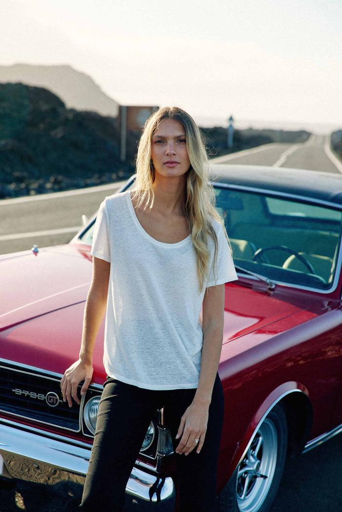 la petite étoile T-shirt col rond écru - Tia