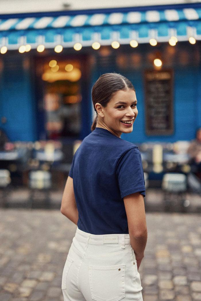 La Petite étoile T-shirt Col Rond Marine - Tilove