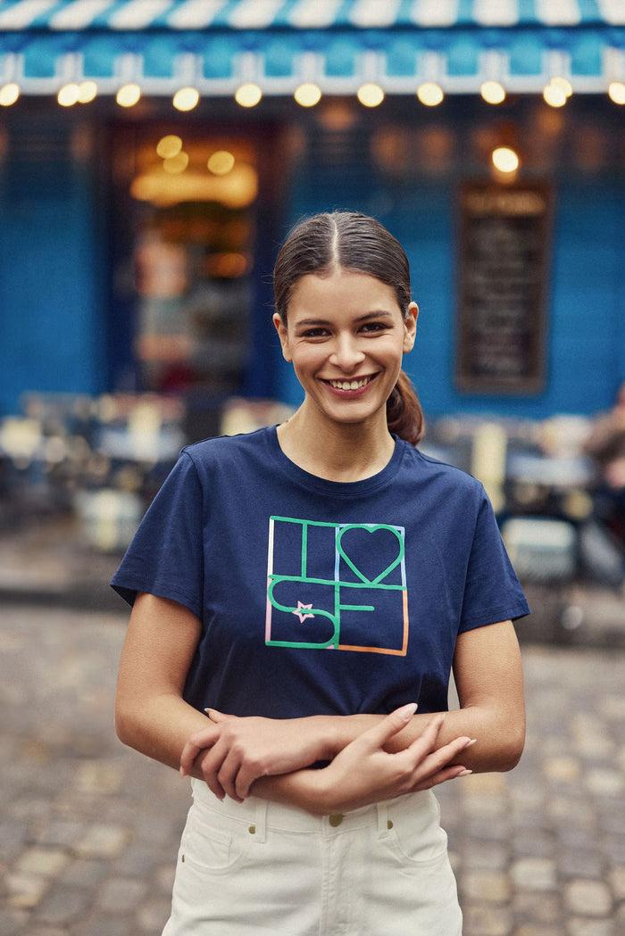 La Petite étoile T-shirt Col Rond Marine - Tilove