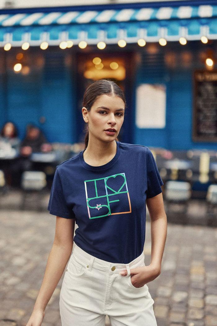 La Petite étoile T-shirt Col Rond Marine - Tilove