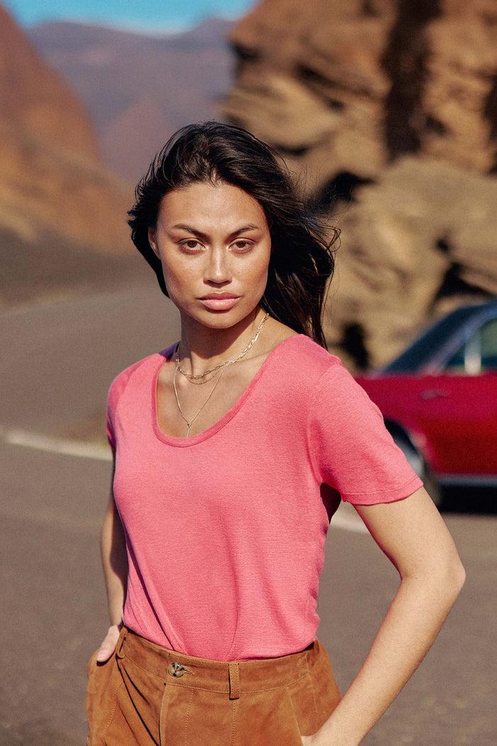 la petite étoile T-shirt col rond rose - Tia