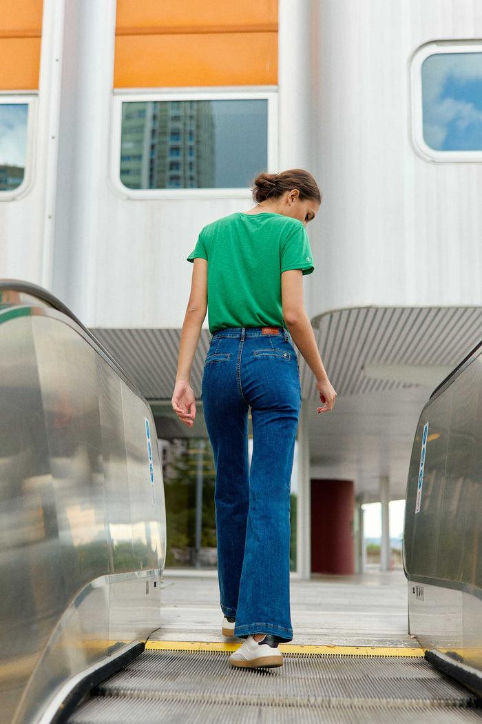 La Petite étoile T-shirt Col Rond Vert - Elva