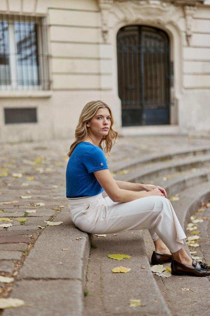 La Petite étoile T-shirt Col V Bleu - Elvie