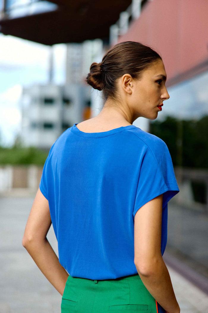 La Petite étoile T-shirt Col V Bleu - Marcellina