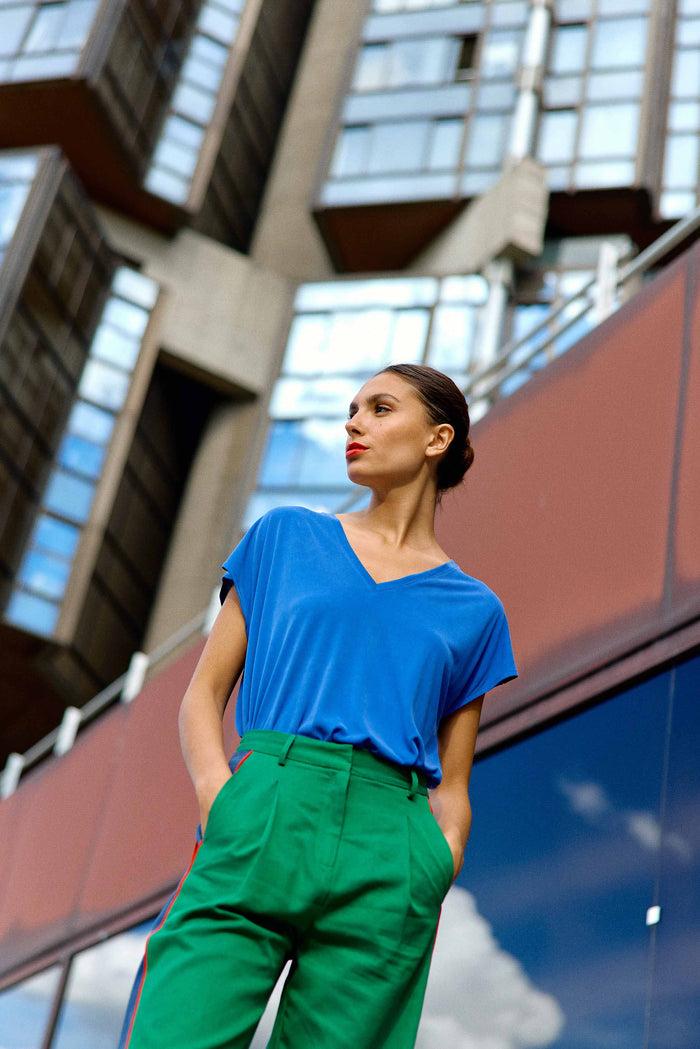 la petite étoile T-shirt col V bleu - Marcellina