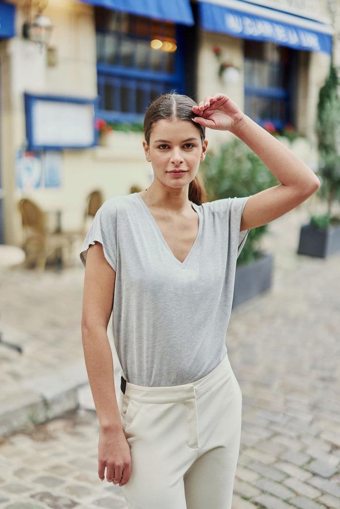 La Petite étoile T-shirt Col V Gris - Marcelina
