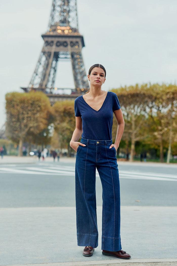 La Petite étoile T-shirt Col V Marine - Elvie