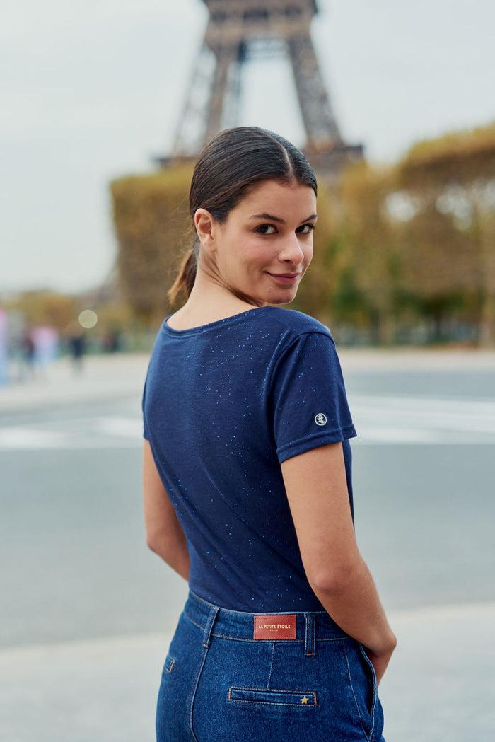 la petite étoile T-shirt col V marine - Elvie