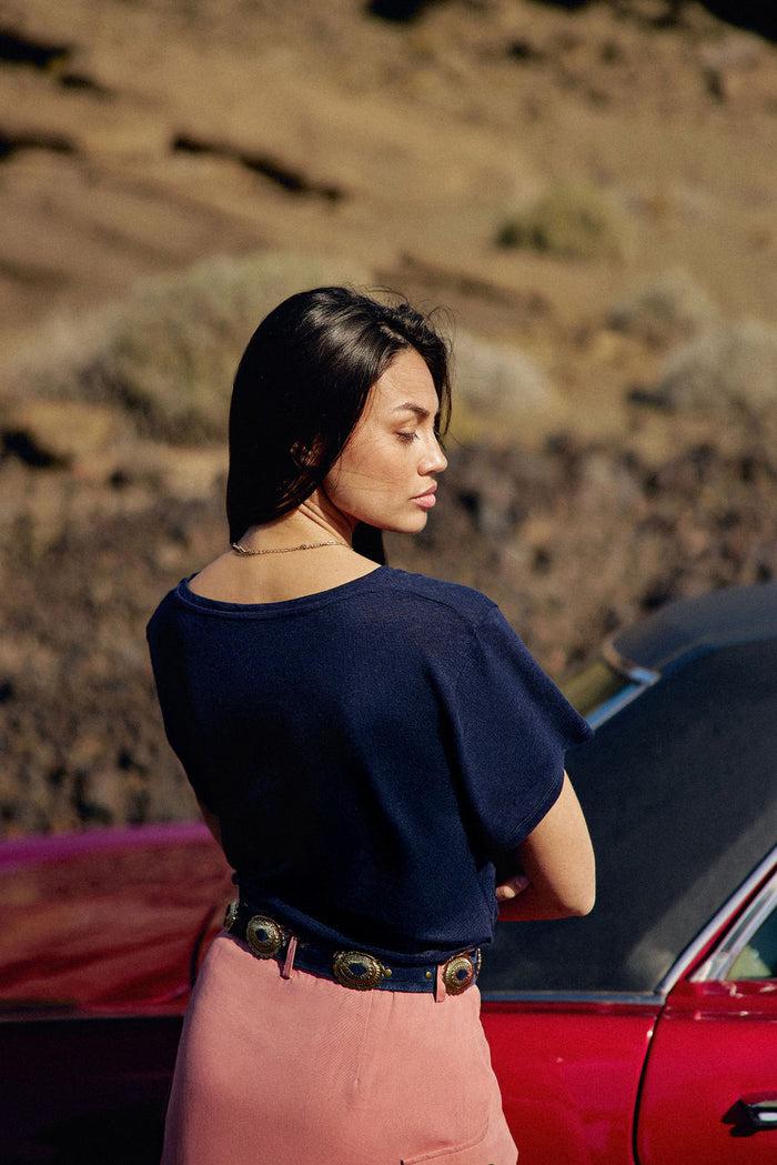 La Petite étoile T-shirt Col V Marine - Thana