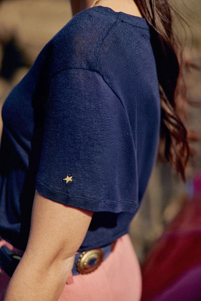 La Petite étoile T-shirt Col V Marine - Thana