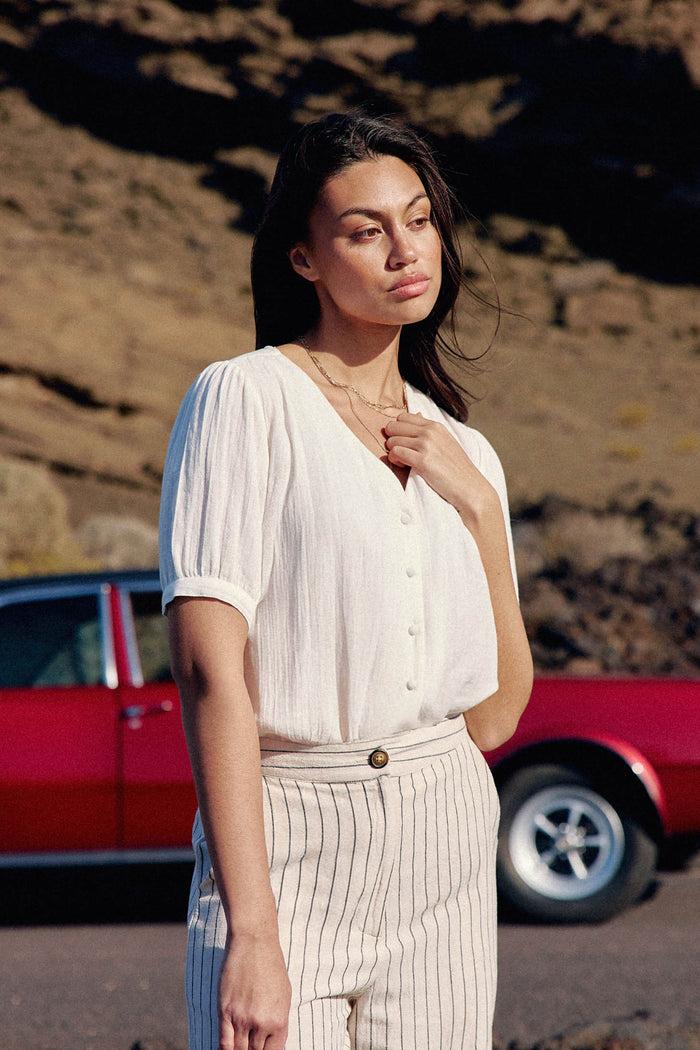 La Petite étoile Top Col V Blanc - Tevan