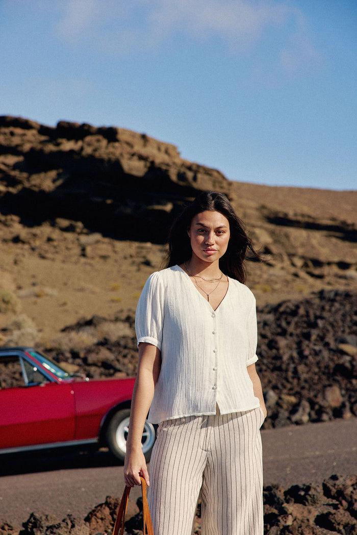 La Petite étoile Top Col V Blanc - Tevan